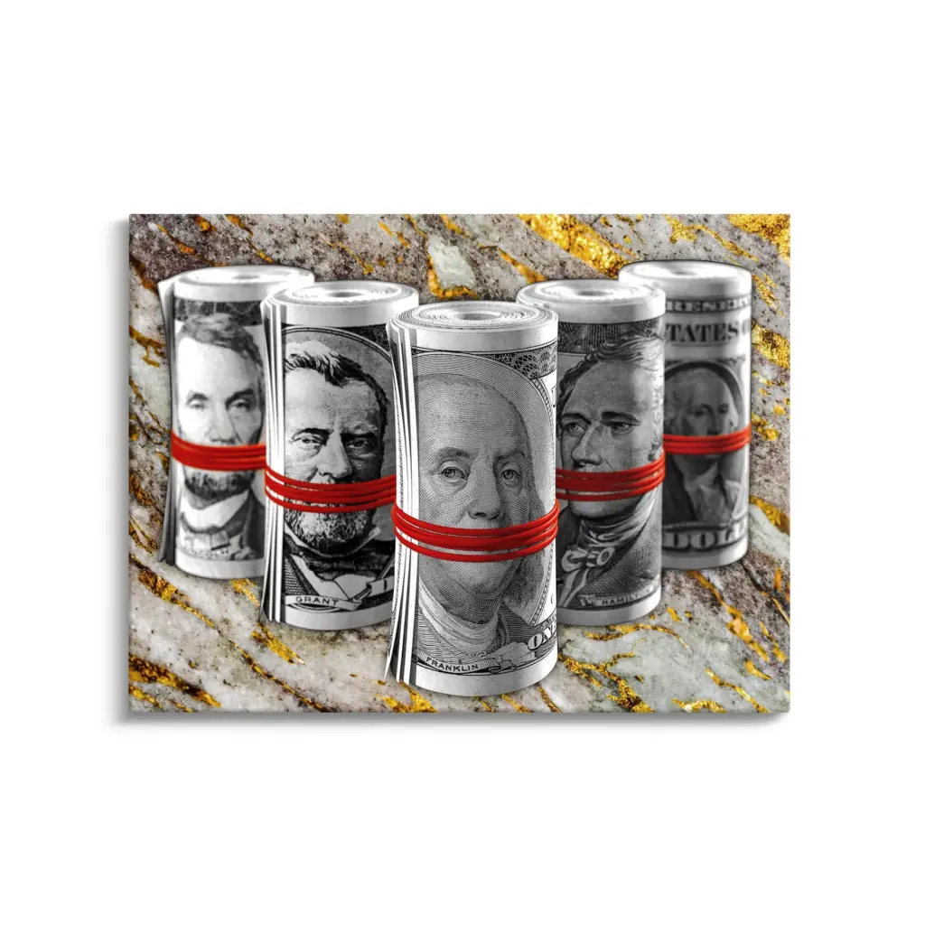 Motivationsbilder als Wandbild: inspirierende Kunst für dein Zuhause 2 Wandbild: Bündel von Geldscheinen auf Marmor